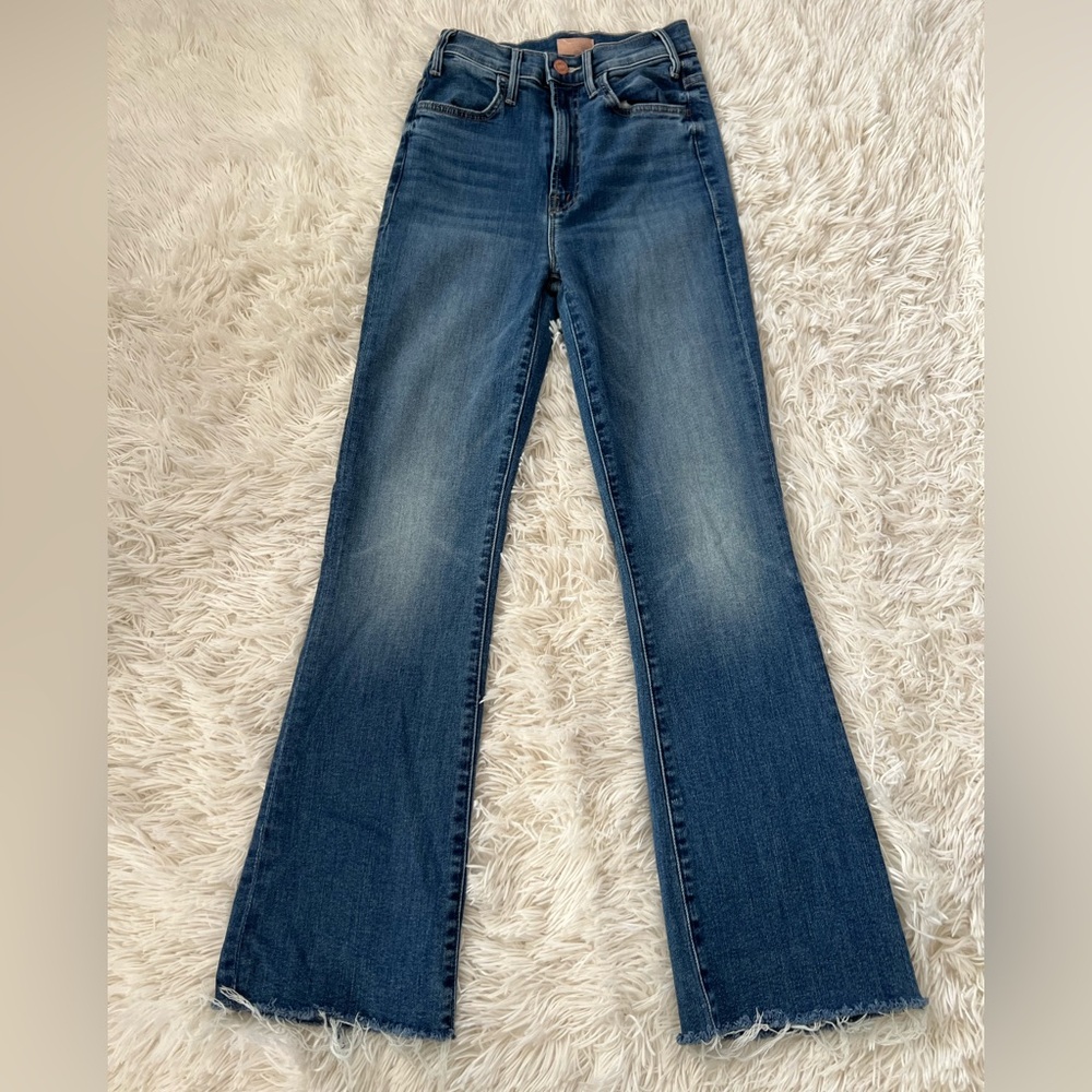 MOTHER Blue Cropped Flare Jeans - Picture 4 of 11